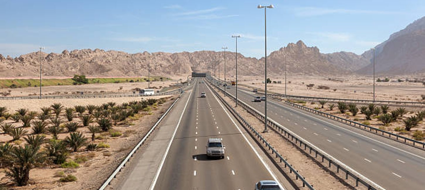 Highway at the Jebel Hafeet mountains in Al Ain, Emirate of Abu Dhabi, UAE